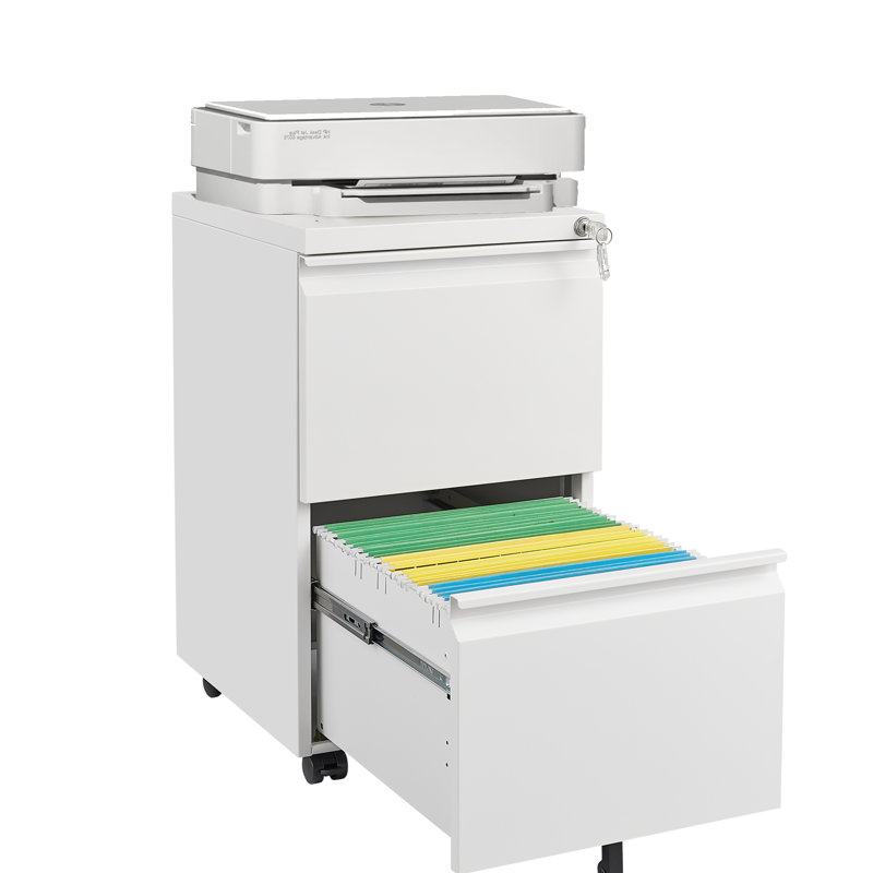 Makinzey 15.35'' Wide 2 -Drawer Mobile Steel File Cabinet