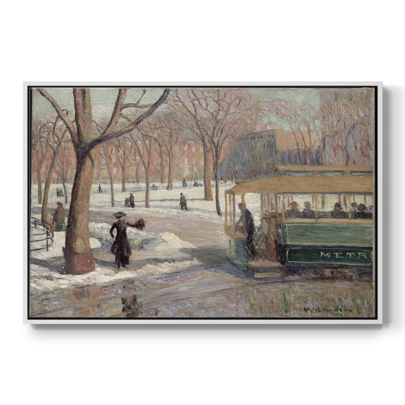 Paysage rétro -DIV, Toile avec cadre blanc, H 25 po x l 37 po x P 1,5 po