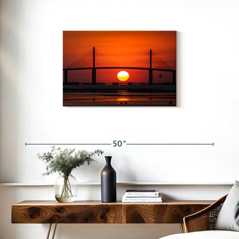 Coucher de soleil sur le pont Lilie, H 20 po x l 30 po