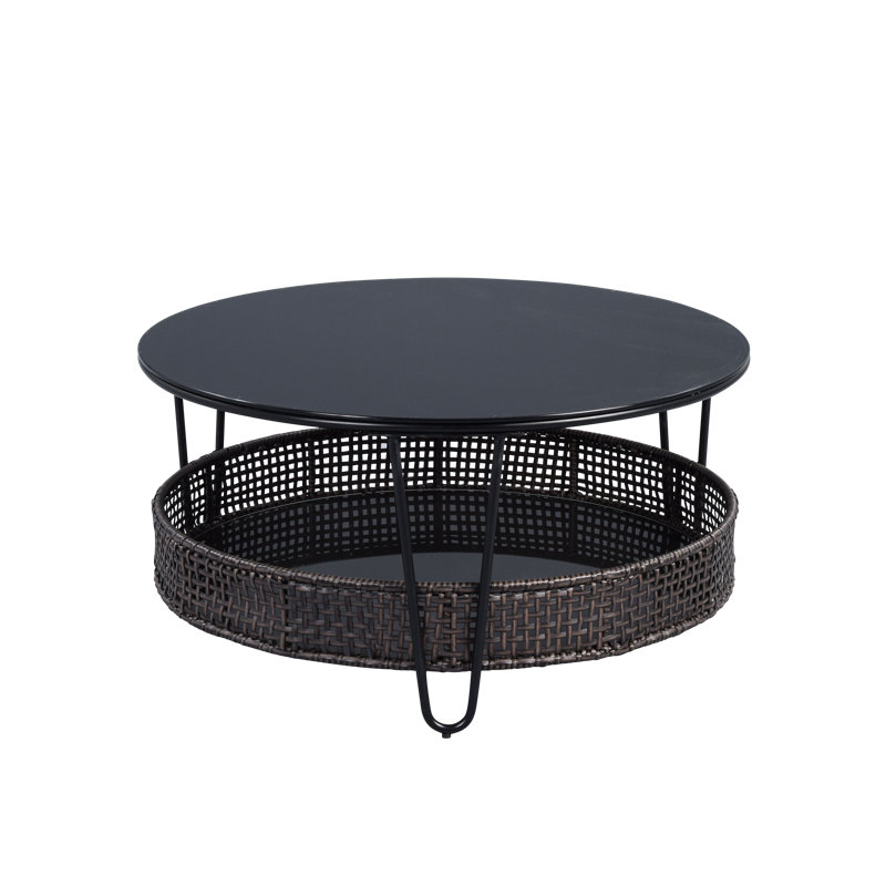 Fiorello Coffee Table with Storage, Black Top/Black Base