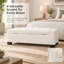 Banc de rangement rectangulaire avec repose-pieds, tissu blanc 50 pouces avec couvercle à charnières