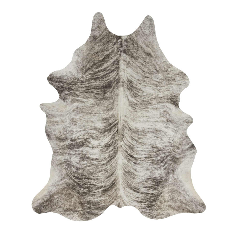 Tapis gris clair / brun clair en cuir de vache Amot Exotic, 6 pi x 8 pi