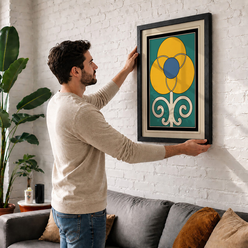 Geometric Bloom Botanical - Framed Print, A1 - 84.1 x 59.4 cm, Oak