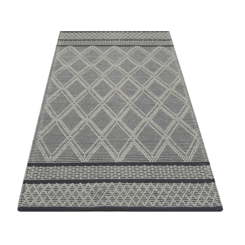 Mieve Luxury Wool Diamond Pattern Hand Woven Area Rug - Modern Geometric Design, Grey, Rectangle 120 x 170 cm