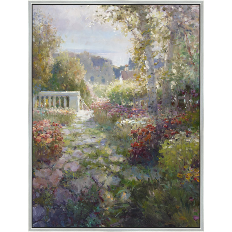 Garden Stairway To Morning Print, Silver, 42" H x 32" W