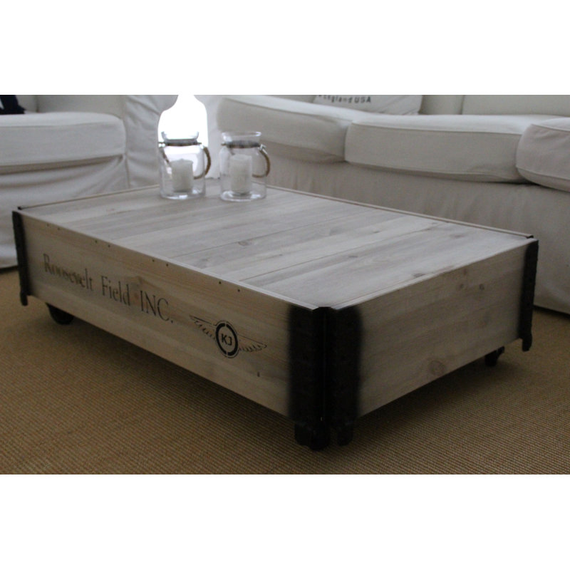 Mccants Solid Wood Solid Coffee Table, 31cm H x 124cm W x 84cm D, Grey