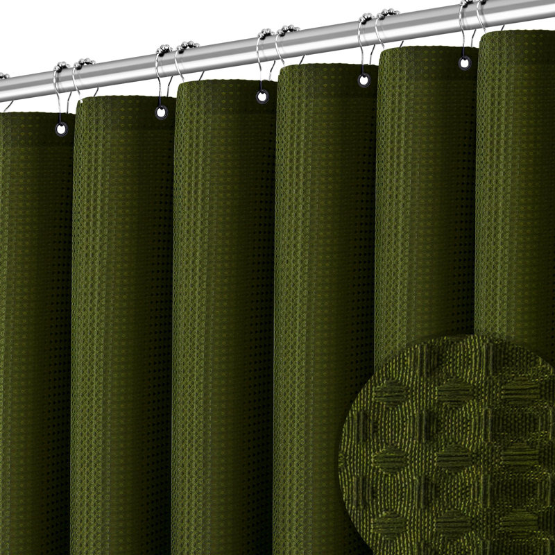 Rideau de douche gaufré vert foncé, rideau de douche décrochage, rideaux de douche en tissu robuste, rideaux de douche vert armée de qualité hôtel