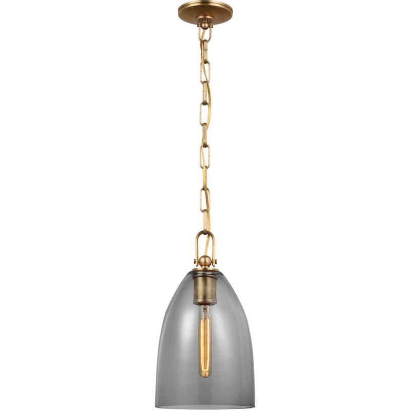 Chapman and Myers Andros Large Pendant, Gray, 88" H x 8.5" W x 8.5" D, Antique Burnished Brass