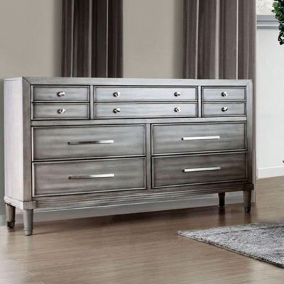 Tiroir de style transitionnel de 58 po Ellery Commode grise