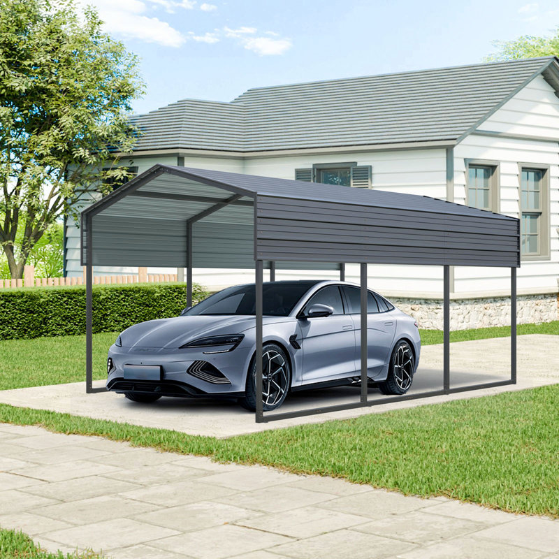 10X15 Metal Outdoor Carport With Galvanized Steel Roof And Frame,large Garage