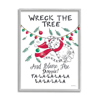 «Funny Pet Christmas Song on Wood» par Deb Strain Print