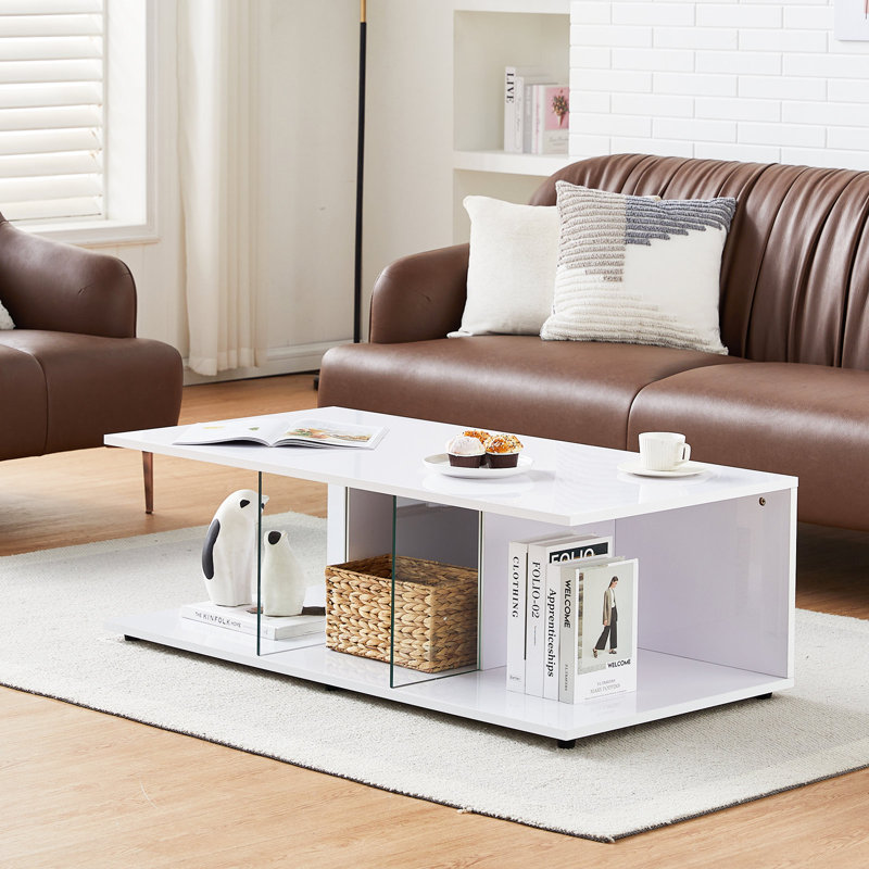 Coffee Table with Storage, White