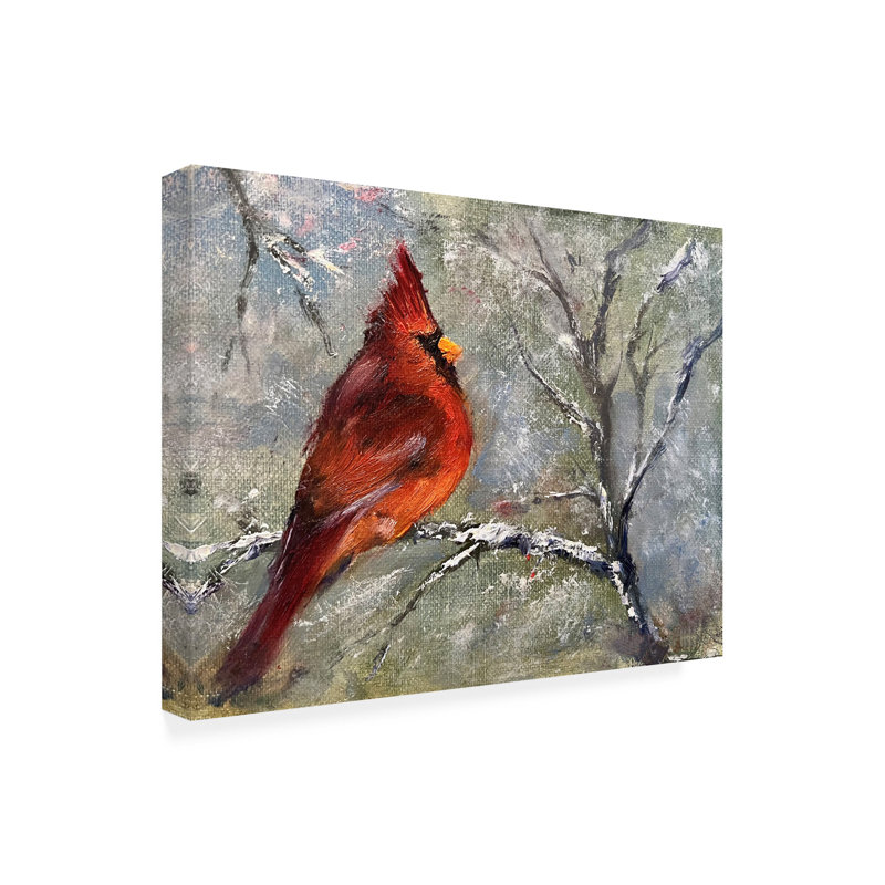 «Cardinal In Snow II» sur, H 18 po x l 18 po