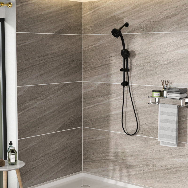 Shower System With 4.7" Showerhead & Handheld Shower, Matte Black, Adjustable Arm Kit Black 8 Hand Angle Holder, Matte Black