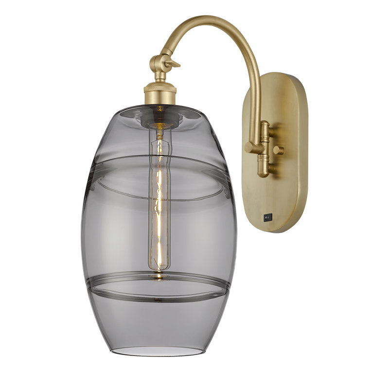 Dundrod Steel Armed Sconce, Light Smoke, Satin Gold