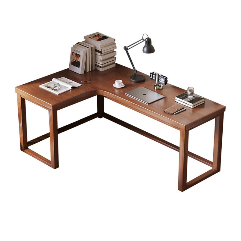 Solid Wood L Shaped  Corner Writing Desk, 29.53" H x 62.99" W x 47.24" D, Nut-Brown/Nut-Brown, Left Hand Return