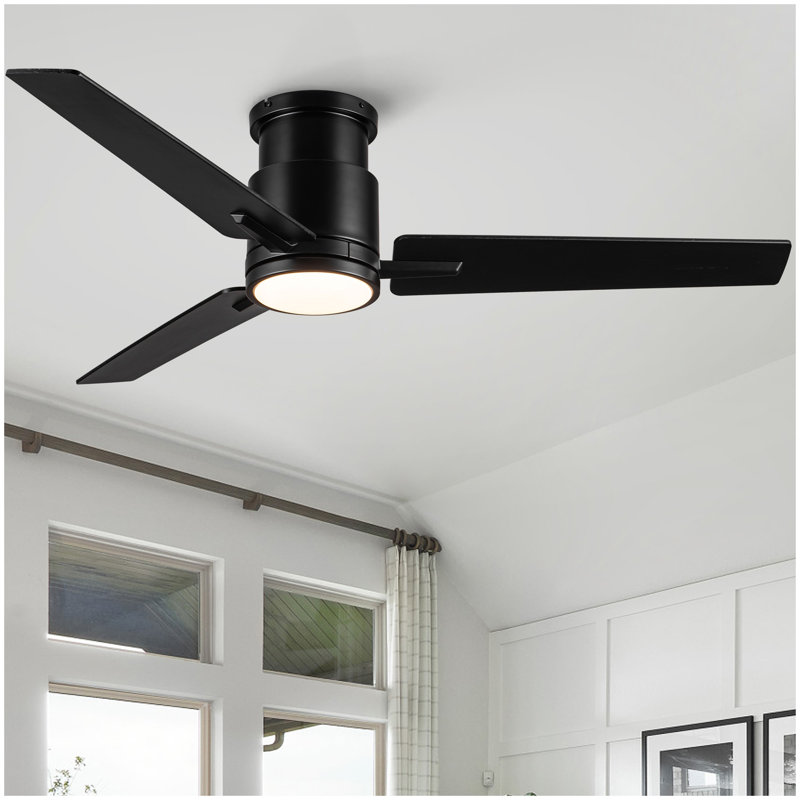 52" Black Lowe Profile Ceiling Fan with Light