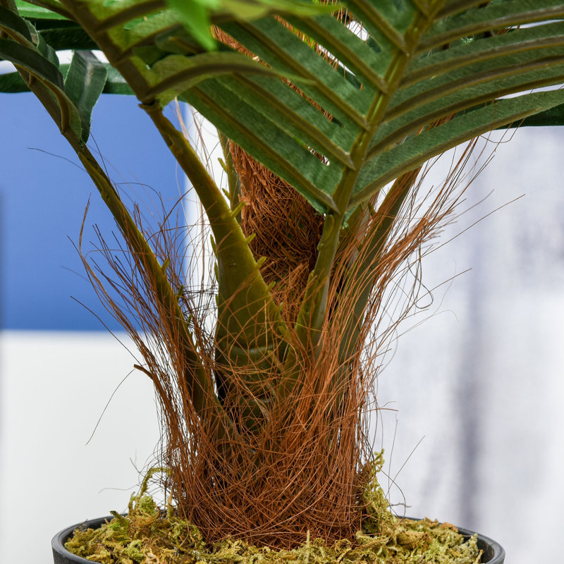 23.62'' Faux Palm Tree in Cement Pot