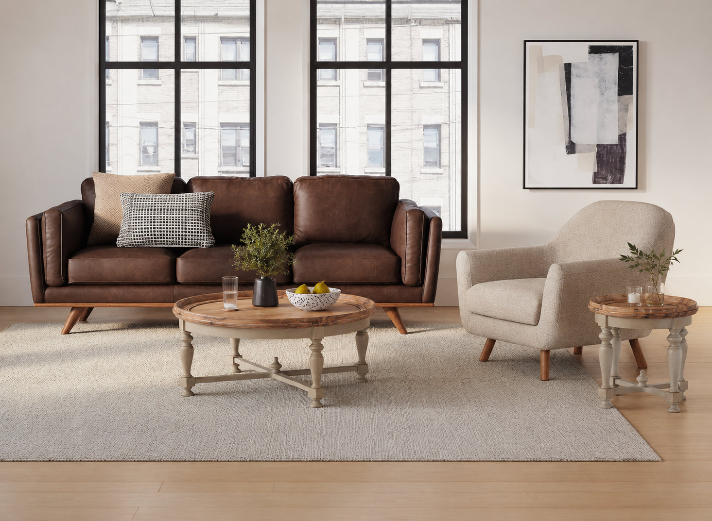 Isah Round Coffee Table Stonewash/ Mist Grey