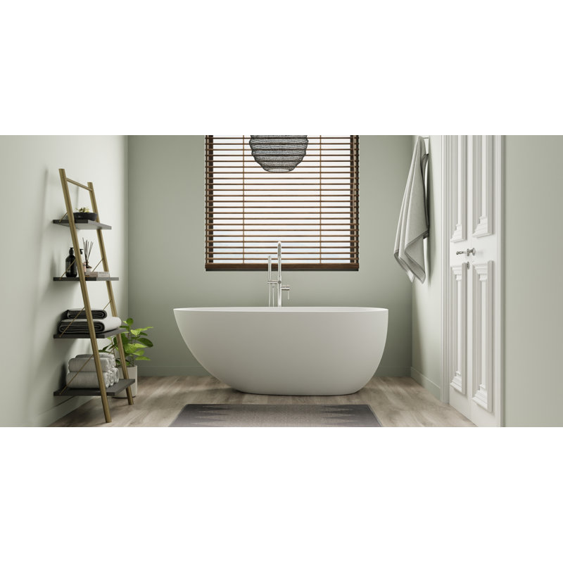 Baignoire autoportante en résine mate avec trop-plein et drain 58,5 po x 28,7 po Badeloft BW-01-S-M, Blanc mat