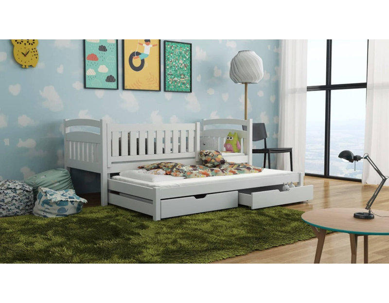Estero Kids Daybed with Trundle with Drawers, White