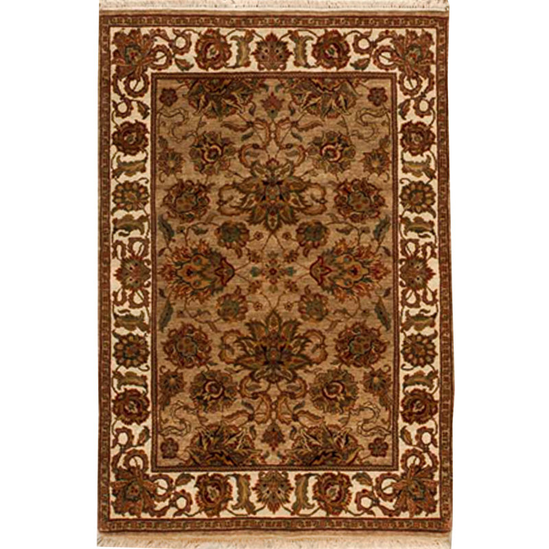 Tapis ivoire et chameau noué à la main de haute qualité