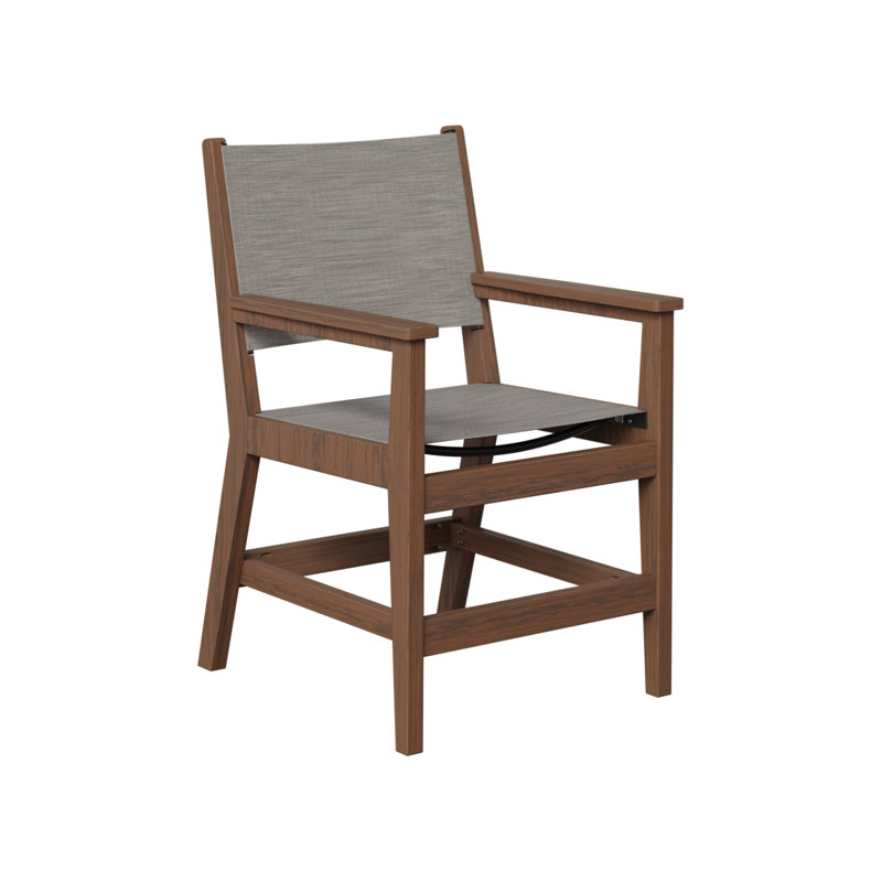 Berlin Gardens Mayhew Sling Dining Chair, Mica Pearl, Natural Brazilian Walnut