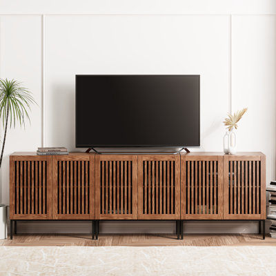 Modern Buffet 90 Inch, 3 In 1 Entertainment Center Tv Console With Storage Cabinets And Metal Base by Latitude Run
