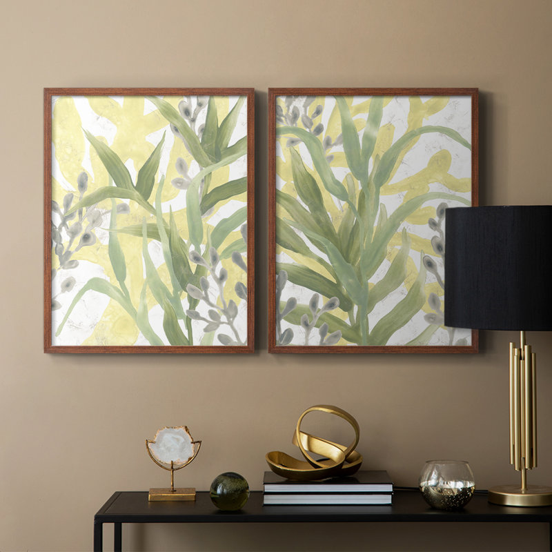 Sea Grass Fresco III - reproduction encadrée de qualité supérieure - prête à être accrochée - aucun clou requis - aucun clou requis