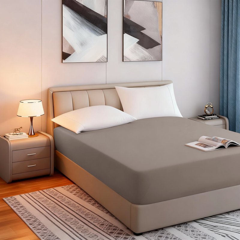 Tanvish Luxury Microfiber Fitted Sheet - 40 cm Deep Pocket, Ultra-Soft - Wrinkle-Free and Easy Care, Beige, Kingsize (5')