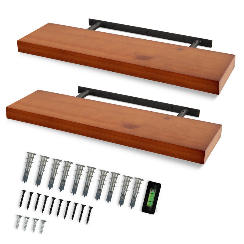 Sporgh 2 Piece Pine Floating Shelf, Special Walnut, 2" H  x 5.5" W x 24" D