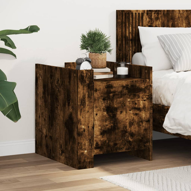 Quanterrious 45cm W Manufactured Wood Bedside Table, Smoked Oak