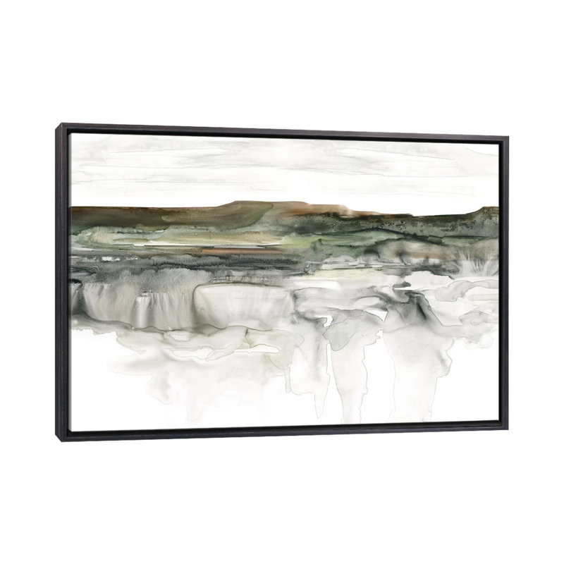 Impression de rivière Flow par Carol Robinson, Pas de tapis, H 40 po x l 60 po x 1,5 po, Toile avec cadre noir patiné