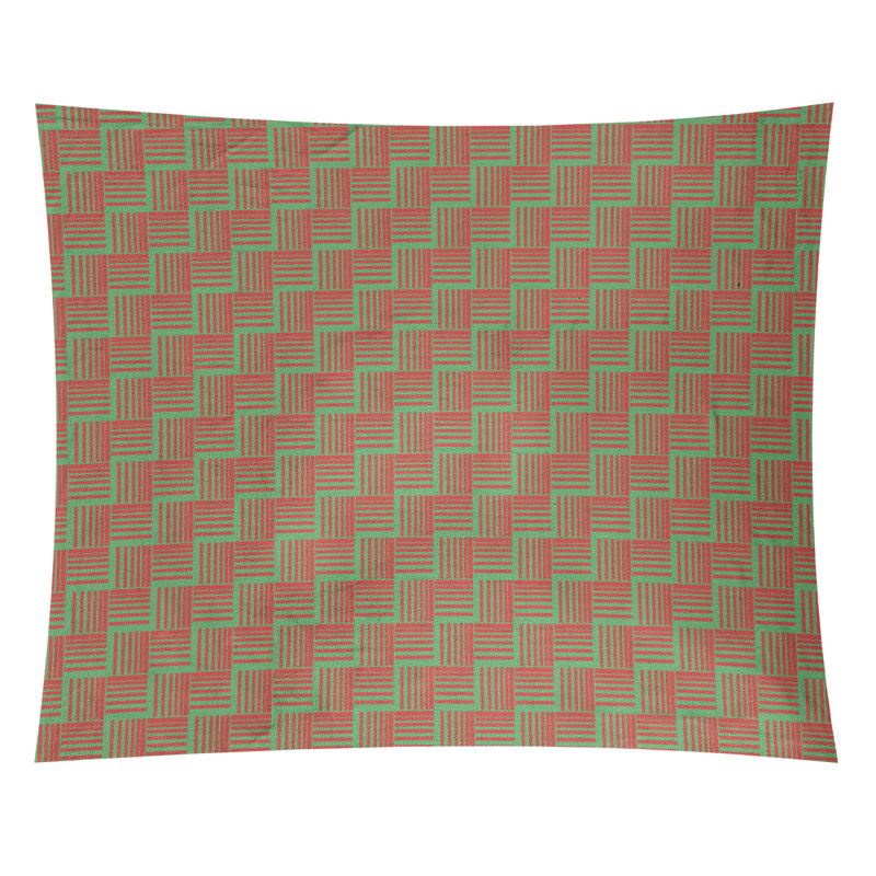Tapisserie de motif basketweave fêtes en polyester, H 51 po x l 60 po, Vert clair / Rouge