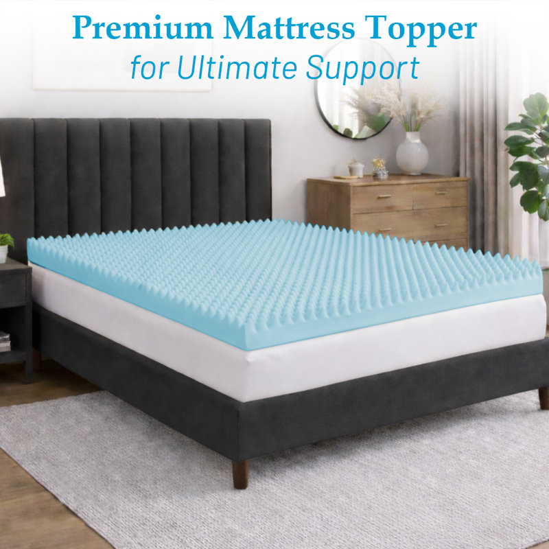 Gel Memory Foam Convoluted Toppers with Orthopedic Benefits, Relieves Pain & Provides Back Support, Full, 1"