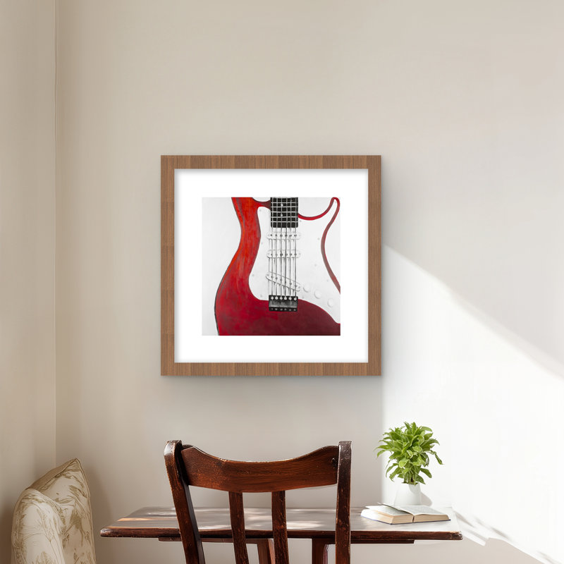 Guitare électrique rouge - White Man Cave, reproduction d'art encadrée