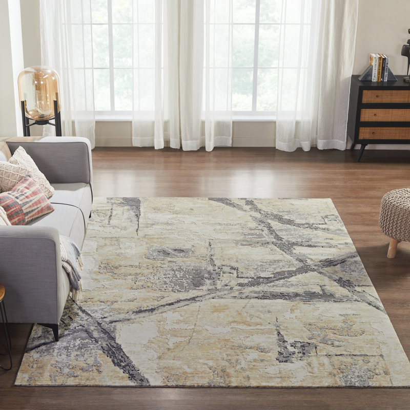 Bergamyer Wool Abstract Area Rug, Rectangle 7'6" x 9'6"