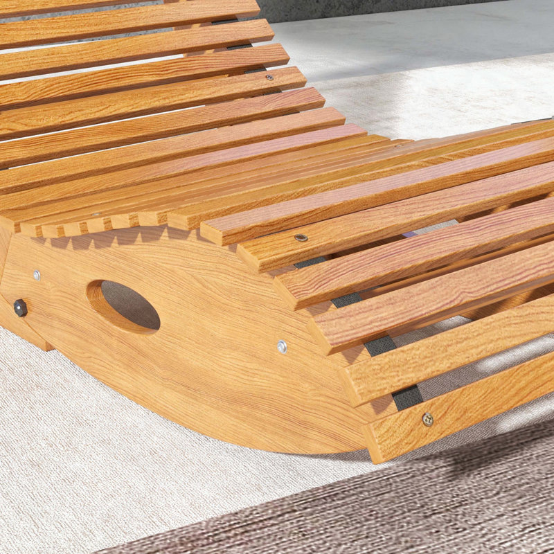 Outsunny Outdoor Wooden Rocking Chair with S-Shaped Ergonomic Back