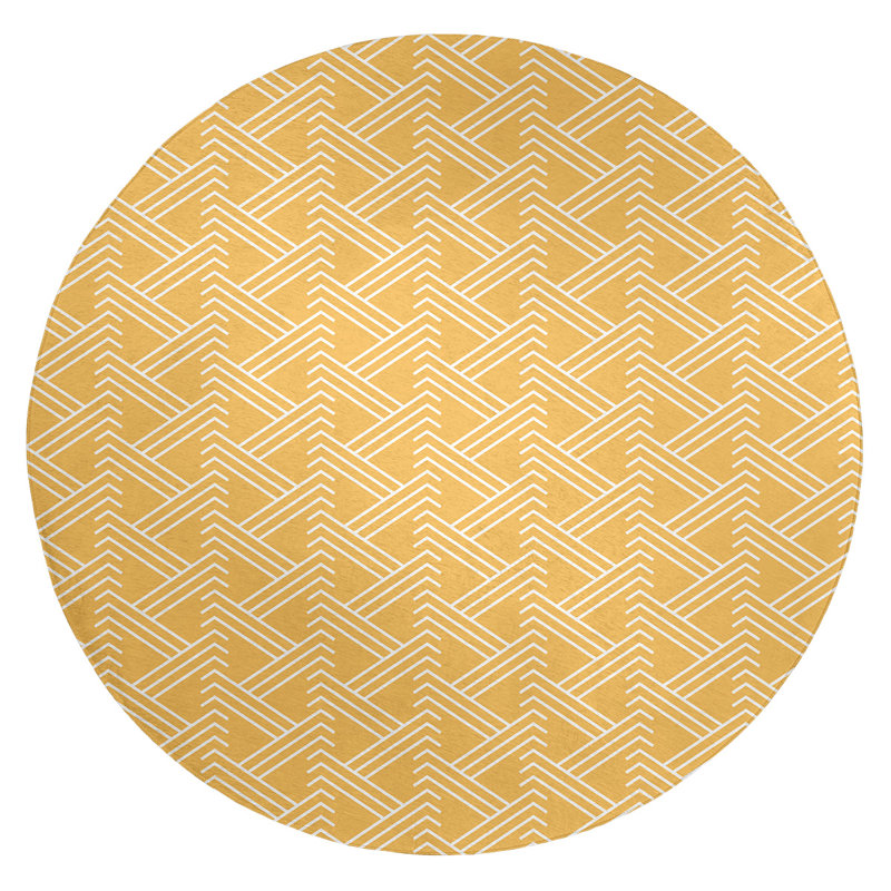 Tapis jaune/blanc zig zag, Rond 5 pi