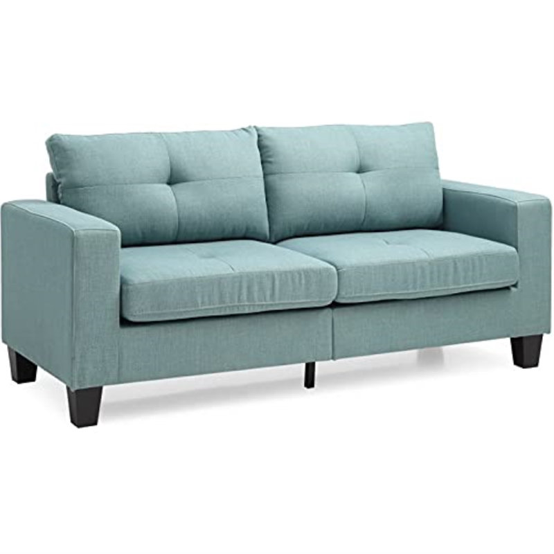 Vegas Square Arm Sofa, Teal Cotton Twill
