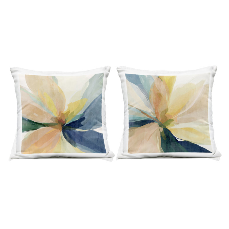 Abstract Sunshine Florals 2 Piece Outdoor Printed Pillow Set design by Irena Orlov