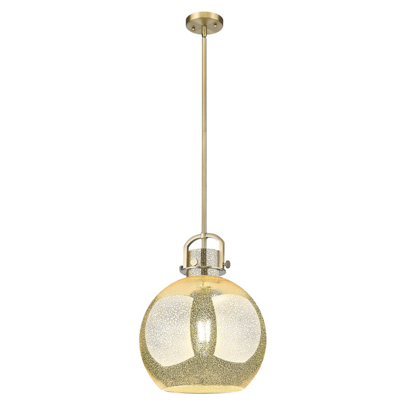 Luminaire suspendu à 1 tige Sligo, Laiton brossé, H 17,63 po x l 14 po x P 14 po, Mercure