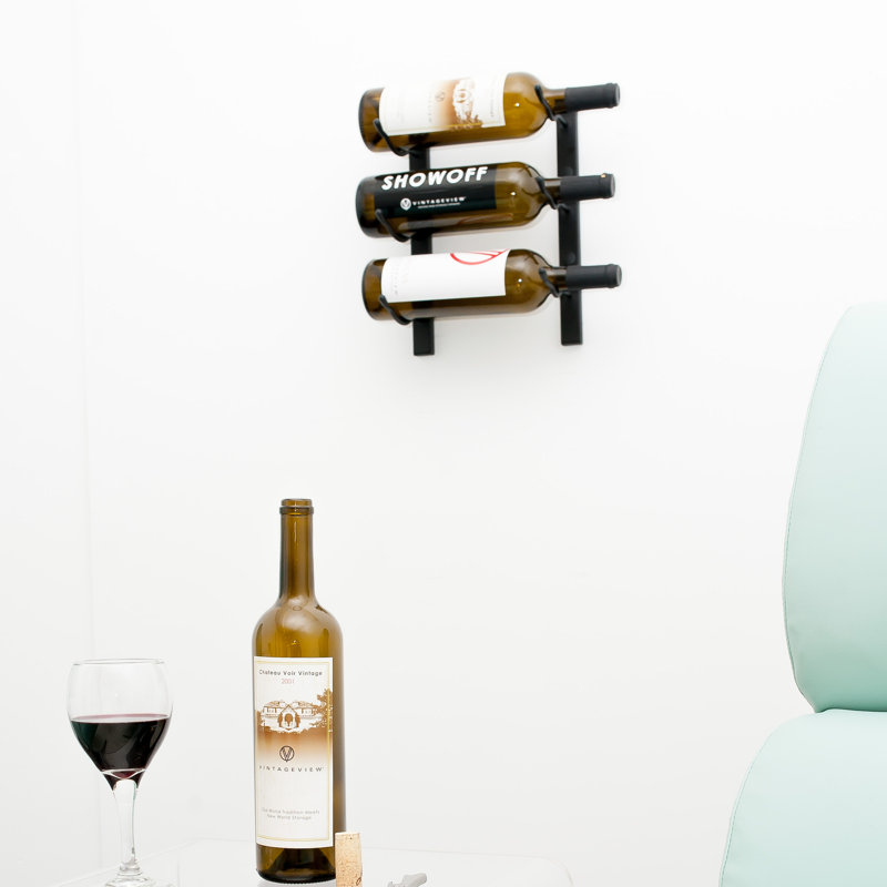Indurial Wall Mounted Wine Bottle Rack, Matte Black