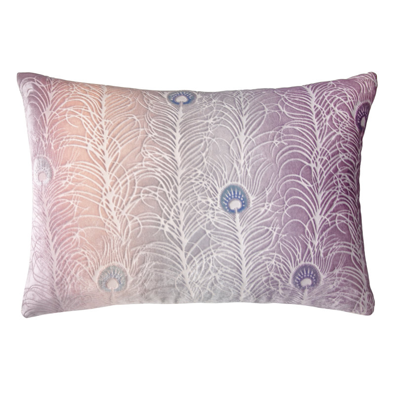 Peacock Feather Square Velvet Pillow Cover & Insert, Square 22", Sunstone