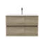 Meuble-lavabo mural en chêne brut et chêne brut de 30 po avec évier intégré en céramique avec trop-plein Gloria