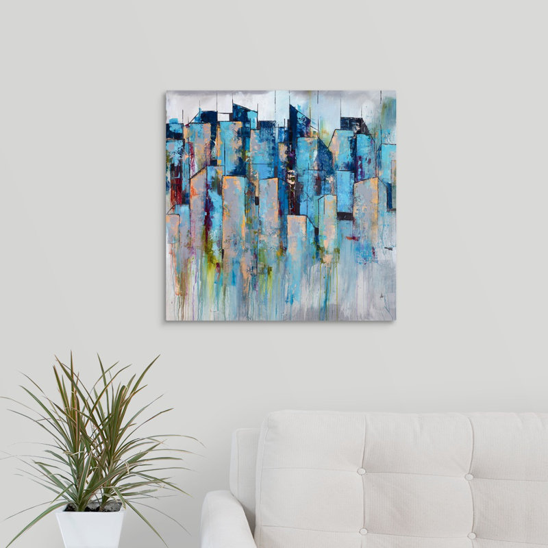 « centre-de-mémoire », peinture sur toile, Toile tendue, H 20 po x l 20 po x p 1,25 po