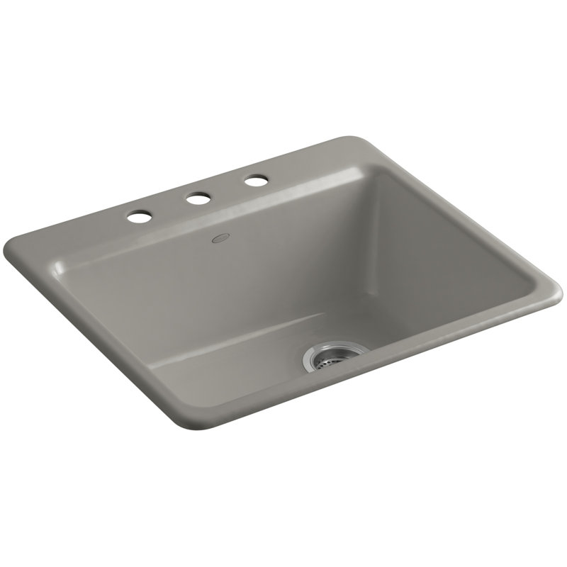Riverby® 25" L x 22" W x 9-5 8" Bar Kitchen Sink with Basin Rack, 4 holes, White