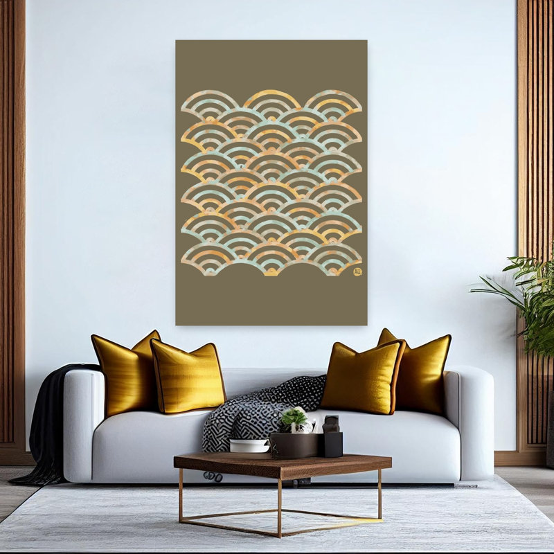 Contemporary Art Geometric Traditional Abstract Nature Ocean Wall Art, H 60 po x l 40 po