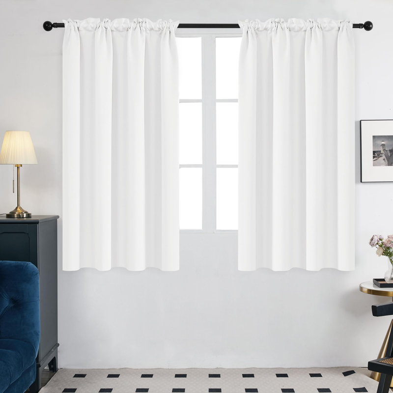 Room Darkening Rod Pocket Thermal Insulated Blackout Curtains (Set of 4), 42" W x 45" L, Graywish White