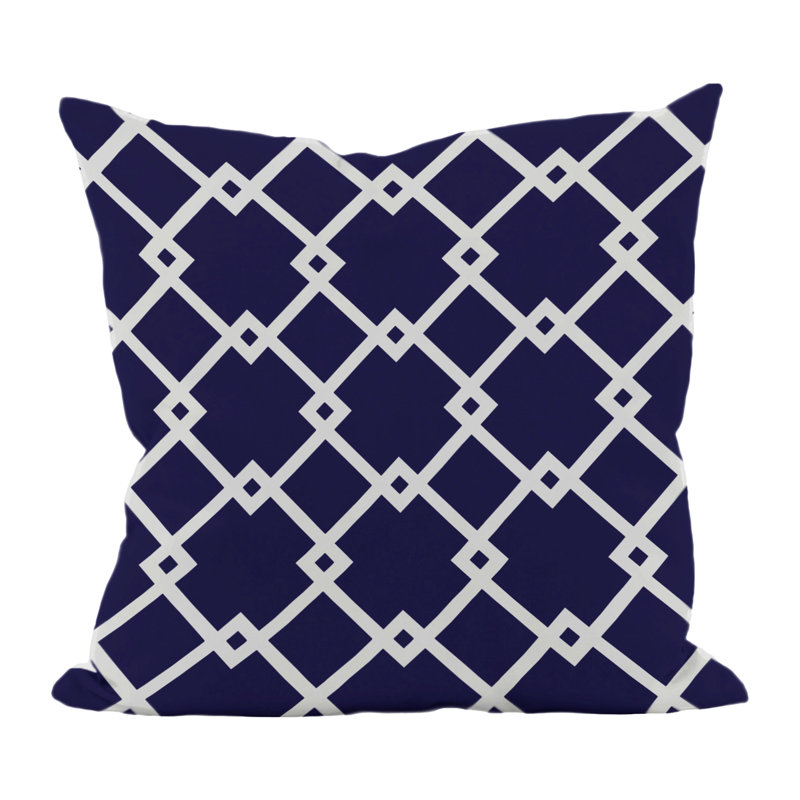 Geometric Reversible Throw Pillow, 16" H x 16" W, Navy